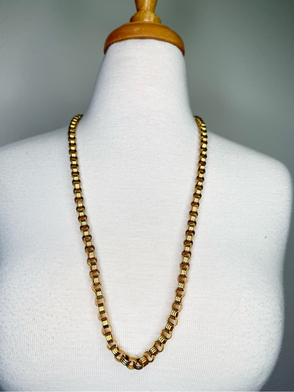 Vtg Givenchy Necklace gold-tone barrel chain long Vintage Bold Aesthetic